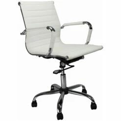 Reflex White Leather Effect Swivel Chair