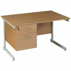 Solar Cantilever Rectangular Desks With Single Fixed Pedestal