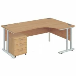 Commerce II Deluxe Ergonomic Office Desks With Mobile Pedestal