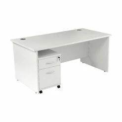 NEXT DAY Karbon K2 Rectangular Panel End Office Desks With Under Desk Mobile Pedestal