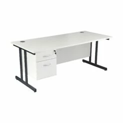 NEXT DAY Karbon K3 Rectangular Deluxe Cantilever Desk With Single Fixed Pedestal