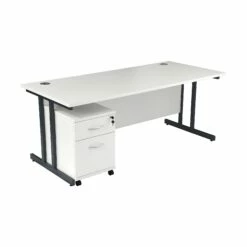 NEXT DAY Karbon K3 Rectangular Deluxe Cantilever Desk With Single Mobile Pedestal