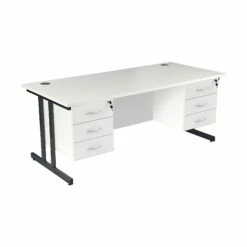 NEXT DAY Karbon K3 Rectangular Deluxe Cantilever Desk With Double Fixed Pedestals