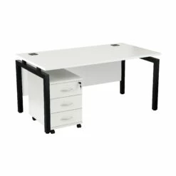 NEXT DAY Karbon K4 Rectangular Bench Desks With Under Desk Mobile Pedestal