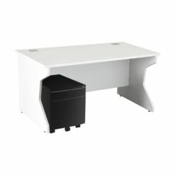 Next Day Karbon K4 Rectangular Panel End Desk With Low Mobile Metal Pedestal