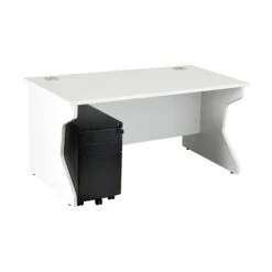 NEXT DAY Karbon K4 Rectangular Panel End Desk With 3 Drawer Slimline Mobile Metal Pedestal