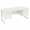Next Day Vogue White Rectangular Cantilever Desks With Double Fixed Pedestals -EQUIP4WORK Sales 061483