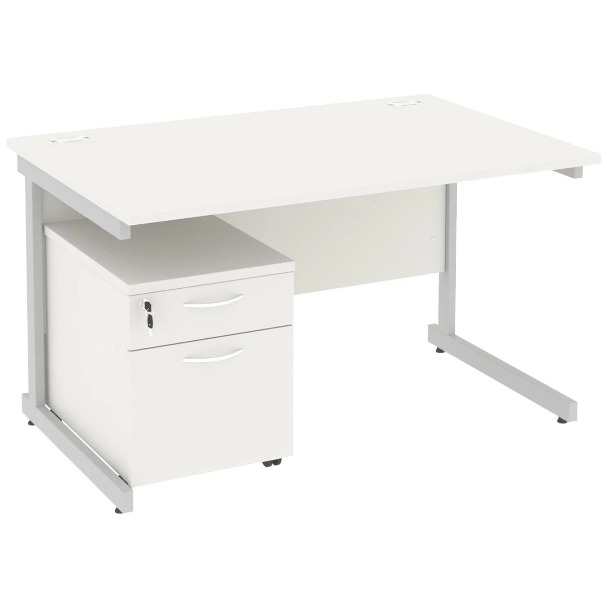 Next Day Vogue White Rectangular Cantilever Desks With Mobile Pedestal 3 Next Day Vogue White Rectangular Cantilever Desks With Mobile Pedestal