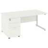 Next Day Vogue White Rectangular Cantilever Desks With Desk High Pedestal -EQUIP4WORK Sales 061491