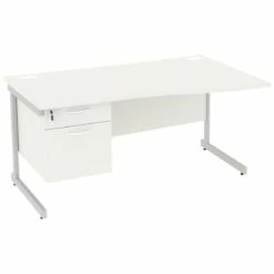 Next Day Vogue White Wave Cantilever Desks With Single Fixed Pedestal