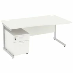 Next Day Vogue White Wave Cantilever Desks With Mobile Pedestal