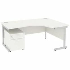 Next Day Vogue White Ergonomic Cantilever Desks With Mobile Pedestal
