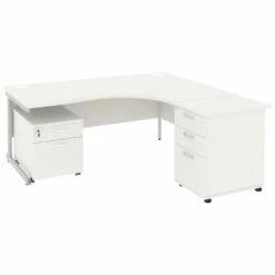 Next Day Vogue White Ergonomic Cantilever Desks With Desk High & Mobile Pedestal