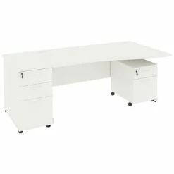 Next Day Vogue White Wave Cantilever Desks With Desk High & Mobile Pedestal