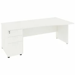 Next Day Vogue White Wave Panel End Desks With Desk High Pedestal