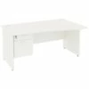 Next Day Vogue White Wave Panel End Desks With Single Fixed Pedestal -EQUIP4WORK Sales 061781