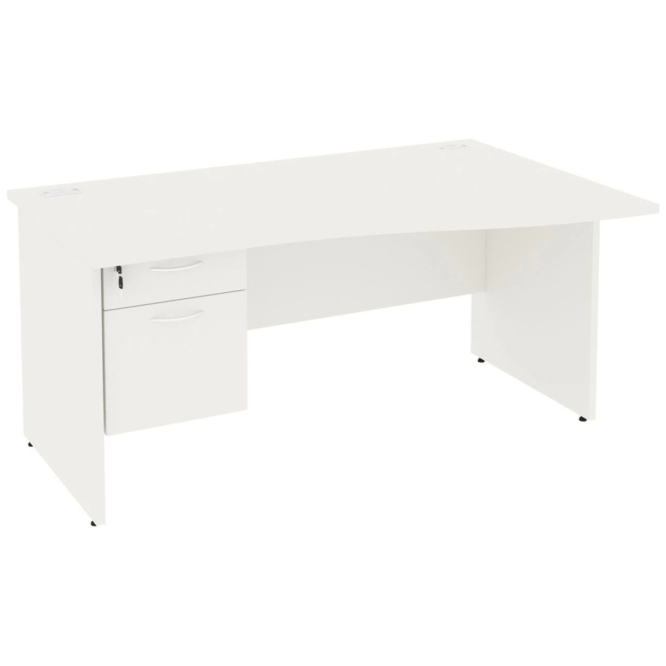 Next Day Vogue White Wave Panel End Desks With Single Fixed Pedestal 3 Next Day Vogue White Wave Panel End Desks With Single Fixed Pedestal