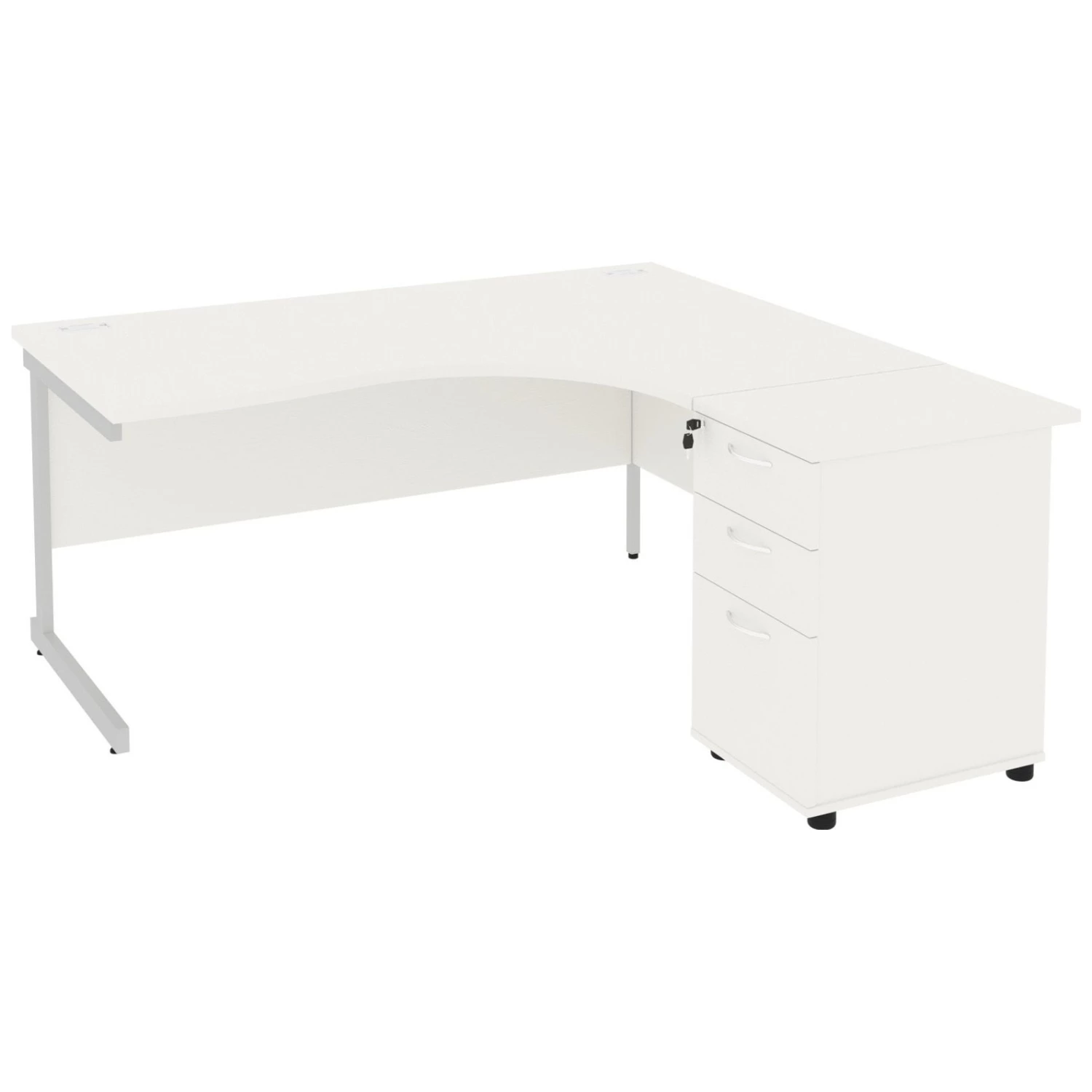 Next Day Vogue White Ergonomic Cantilever Desks With Desk High Pedestal 3 Next Day Vogue White Ergonomic Cantilever Desks With Desk High Pedestal