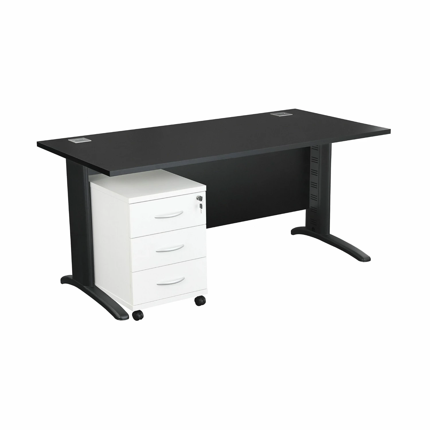 Karbon K5 Rectangular IT Desks With Wooden Mobile Pedestal 3 Karbon K5 Rectangular IT Desks With Wooden Mobile Pedestal