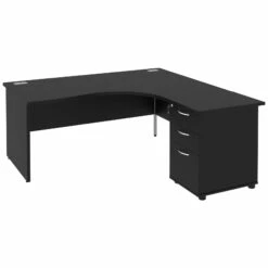 Next Day Eclipse Black Ergonomic Panel End Desks With Desk High Pedestal