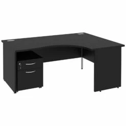 Next Day Eclipse Black Ergonomic Panel End Desks With Mobile Pedestal