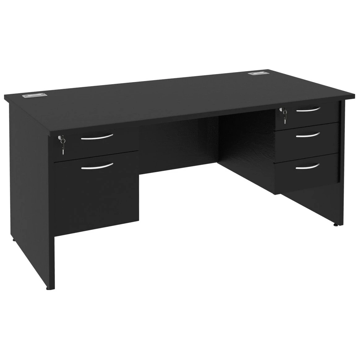 Next Day Eclipse Black Rectangular Panel End Desks With Double Fixed Pedestals 3 Next Day Eclipse Black Rectangular Panel End Desks With Double Fixed Pedestals