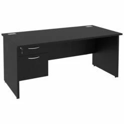 Next Day Eclipse Black Rectangular Panel End Desks With Single Fixed Pedestal