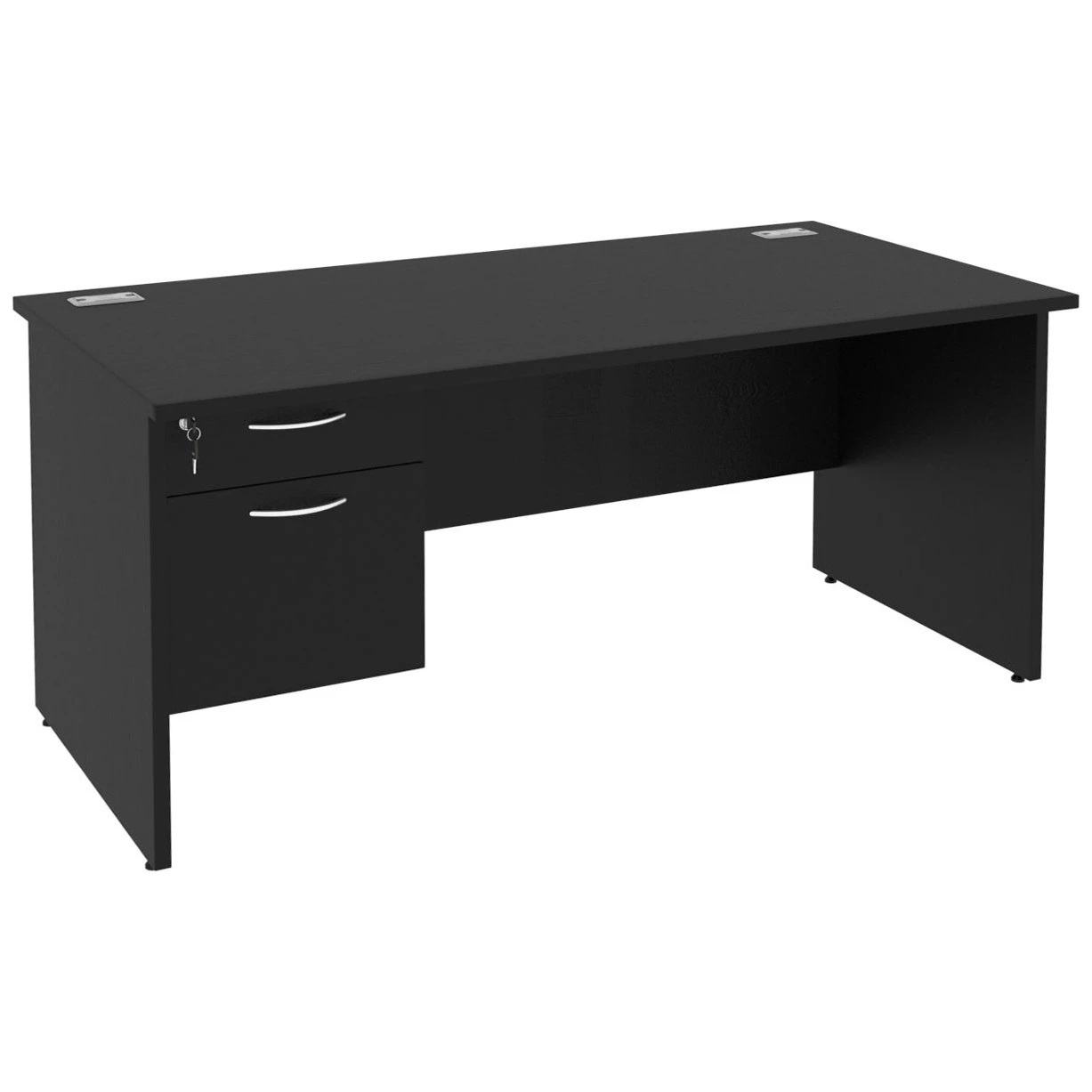 Next Day Eclipse Black Rectangular Panel End Desks With Single Fixed Pedestal 3 Next Day Eclipse Black Rectangular Panel End Desks With Single Fixed Pedestal