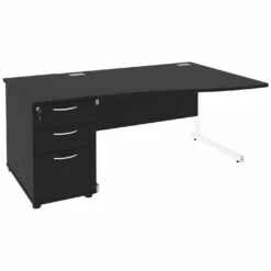 Next Day Eclipse Black Wave Cantilever Desks With Desk High Pedestal