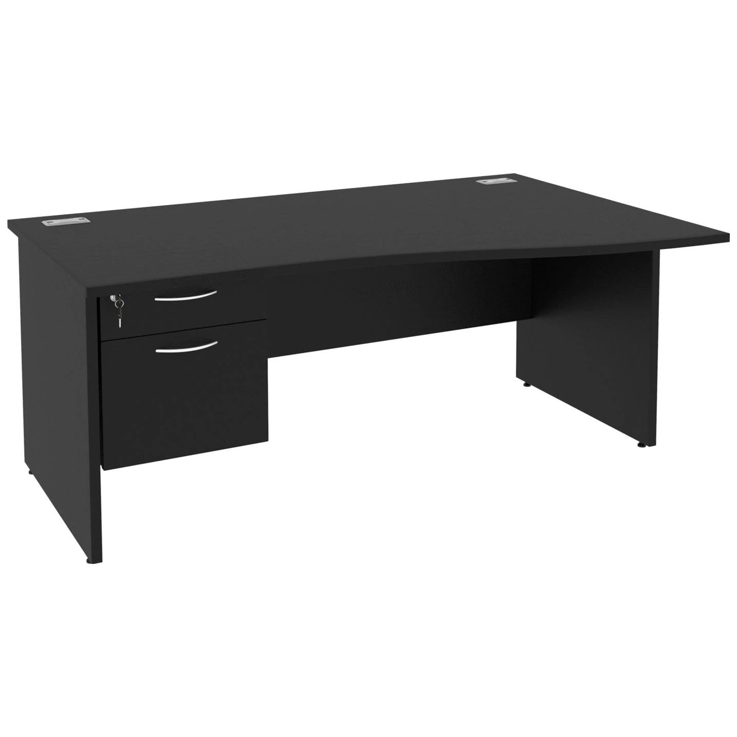 Next Day Eclipse Black Wave Panel End Desks With Single Fixed Pedestal 3 Next Day Eclipse Black Wave Panel End Desks With Single Fixed Pedestal