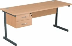 NEXT DAY Karbon K1 Compact Rectangular Cantilever Office Desks With Single Fixed Pedestal