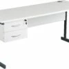 NEXT DAY Karbon K3 Compact Rectangular Deluxe Cantilever Desk With Single Fixed Pedestal -EQUIP4WORK Sales 072913