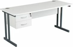 NEXT DAY Karbon K3 Compact Rectangular Deluxe Cantilever Desk With Single Fixed Pedestal