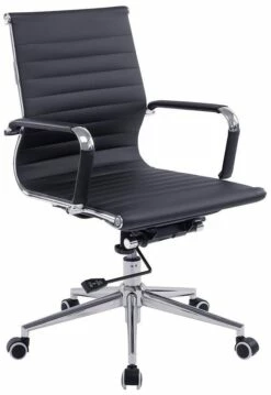 Reflex Black Leather Effect Swivel Chair
