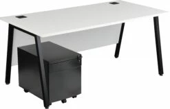 Karbon K6 A-Frame Rectangular Desks With Metal Low Mobile Pedestal