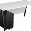 Karbon K6 A-Frame Rectangular Desks With Slimline 3 Drawer Metal Mobile Pedestal