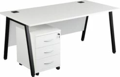 Karbon K6 A-Frame Rectangular Desks With Under Desk Mobile Pedestal