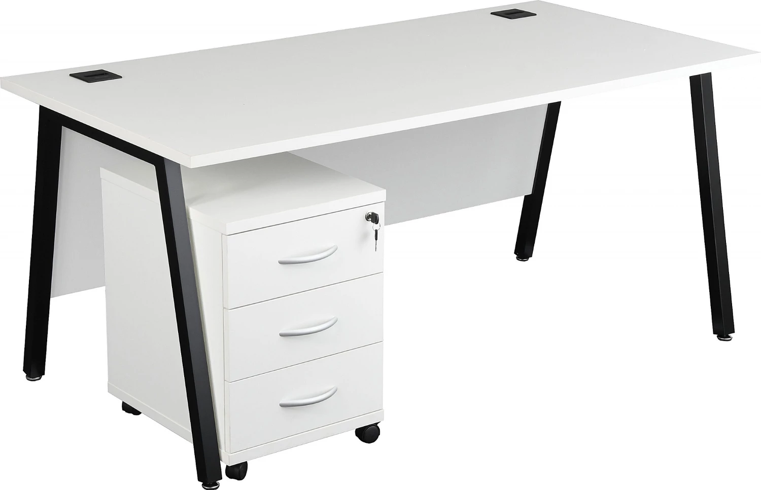 Karbon K6 A-Frame Rectangular Desks With Under Desk Mobile Pedestal 3 Karbon K6 A-Frame Rectangular Desks With Under Desk Mobile Pedestal